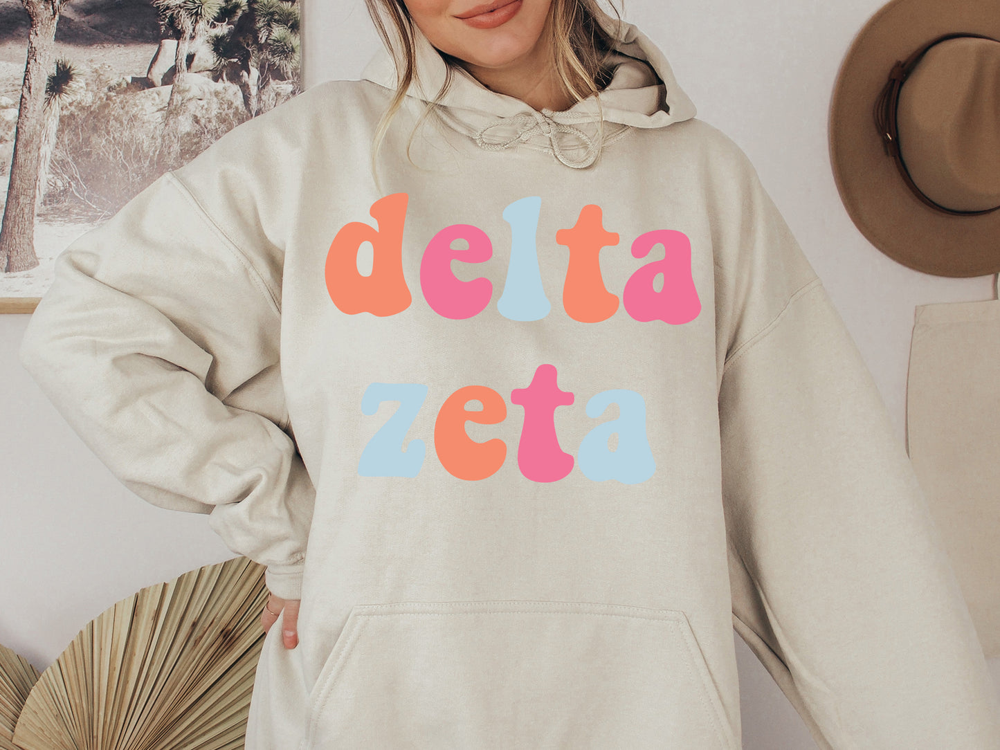 Delta Zeta Vividly Vibrant Sorority Hoodie _ 3162g