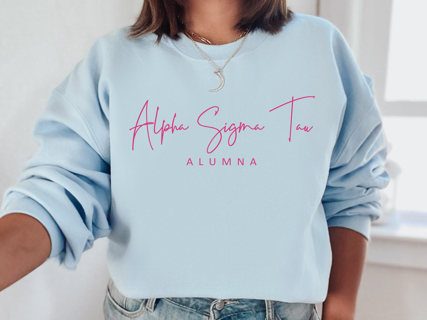 Alpha Sigma Tau Simple and Sweet Alumna Sorority Sweatshirt _ 499g