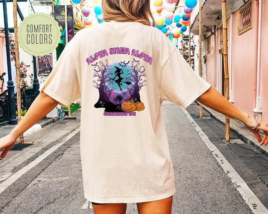 Alpha Sigma Alpha Halloween Witch Comfort Colors Sorority T-shirt _ 36232g