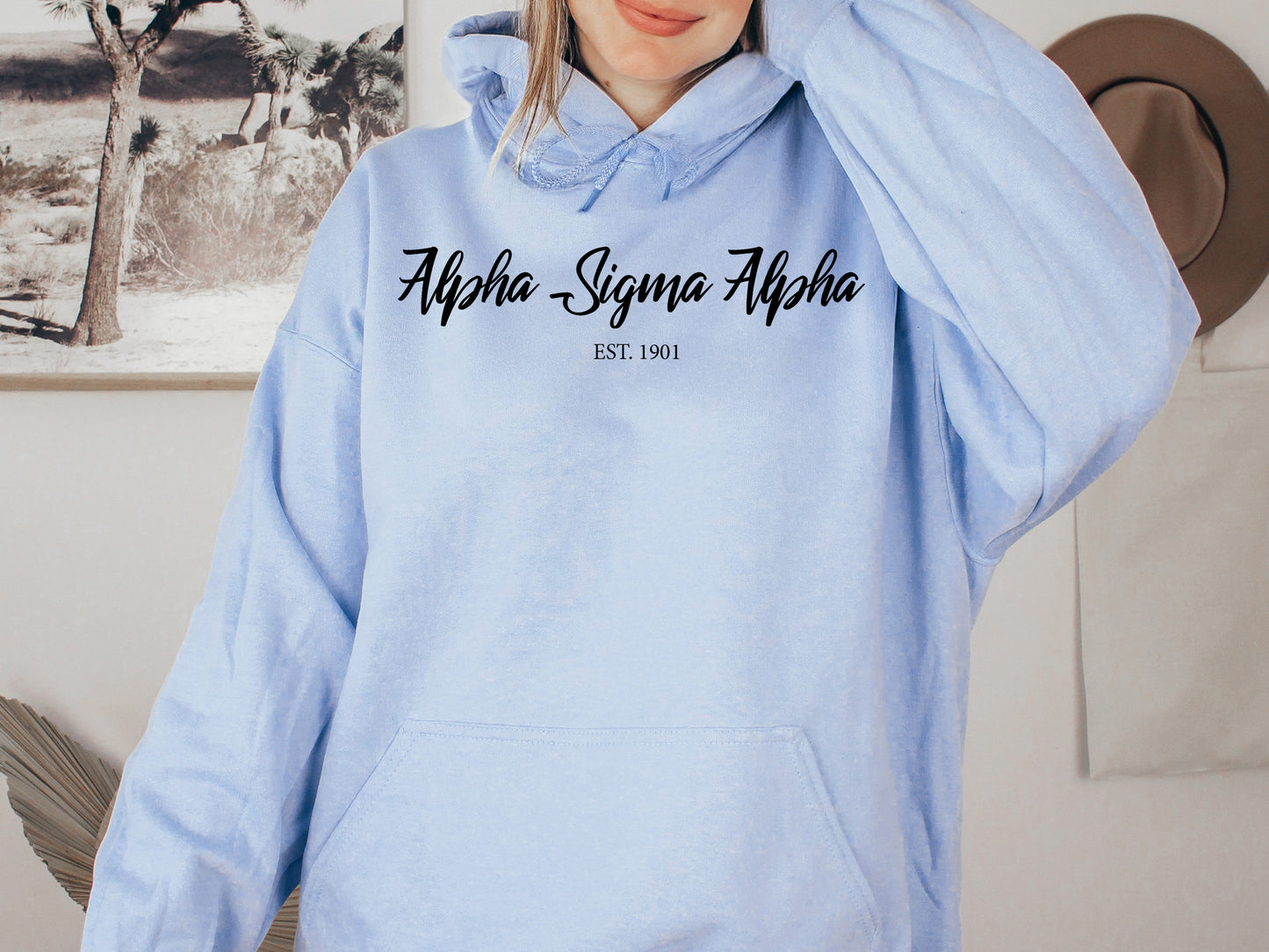 Alpha Sigma Alpha Black Flowy Sorority Hoodie _ 83g