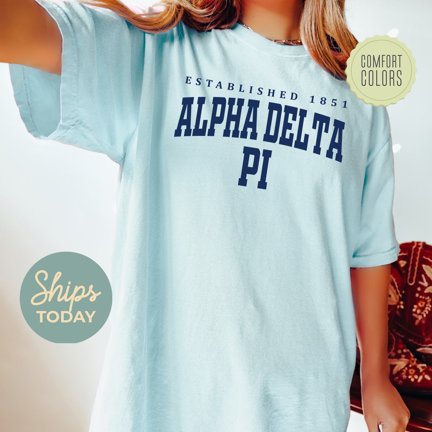 Alpha Delta Pi Bold Letters Comfort Colors Sorority T-shirt _ 35121g