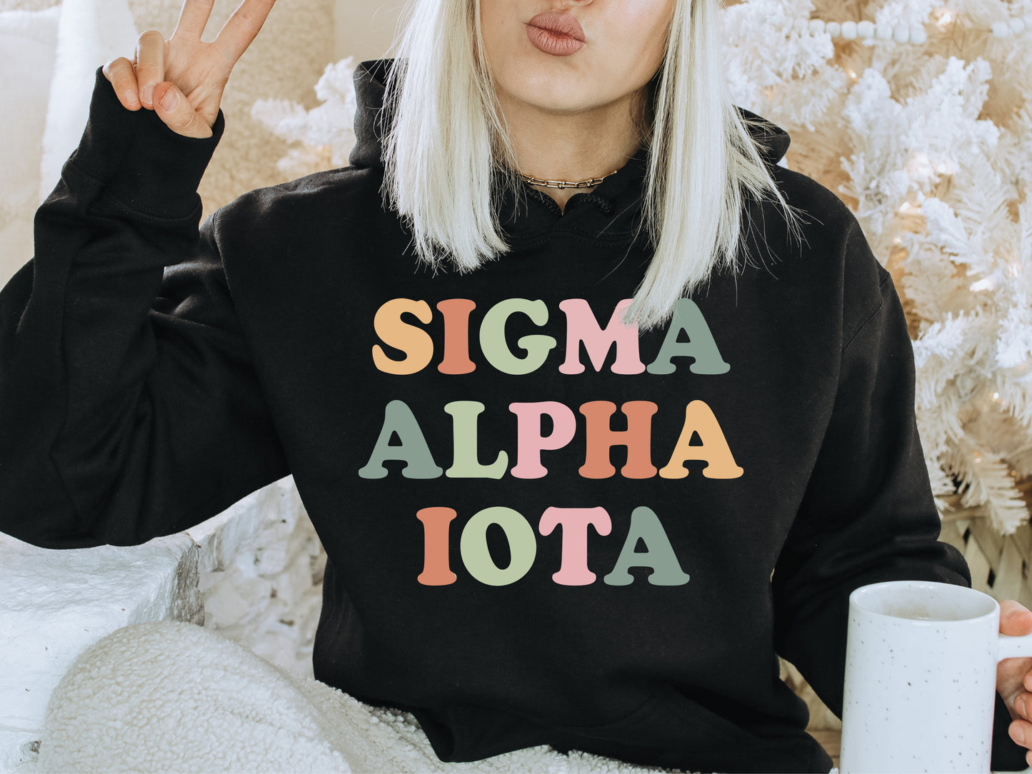 Sigma Alpha Iota Bright and Colorful Sorority Hoodie _ 3479g