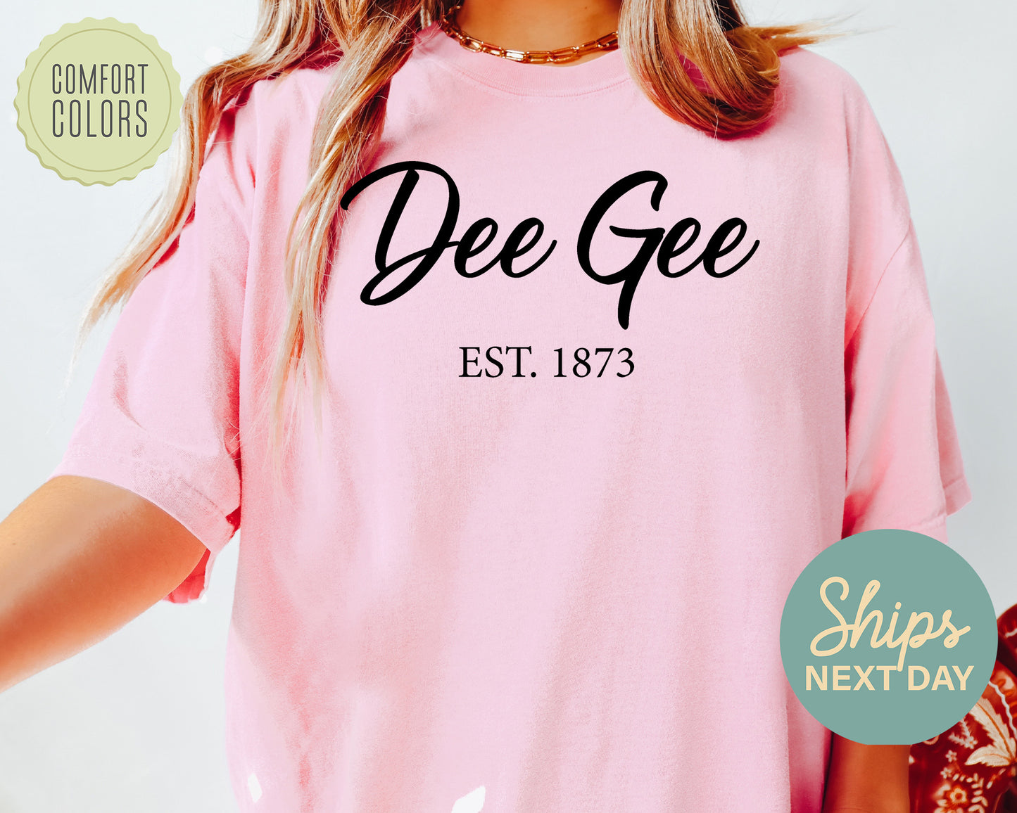 Delta Gamma Black Flowy Comfort Colors Sorority T-shirt _ 88g
