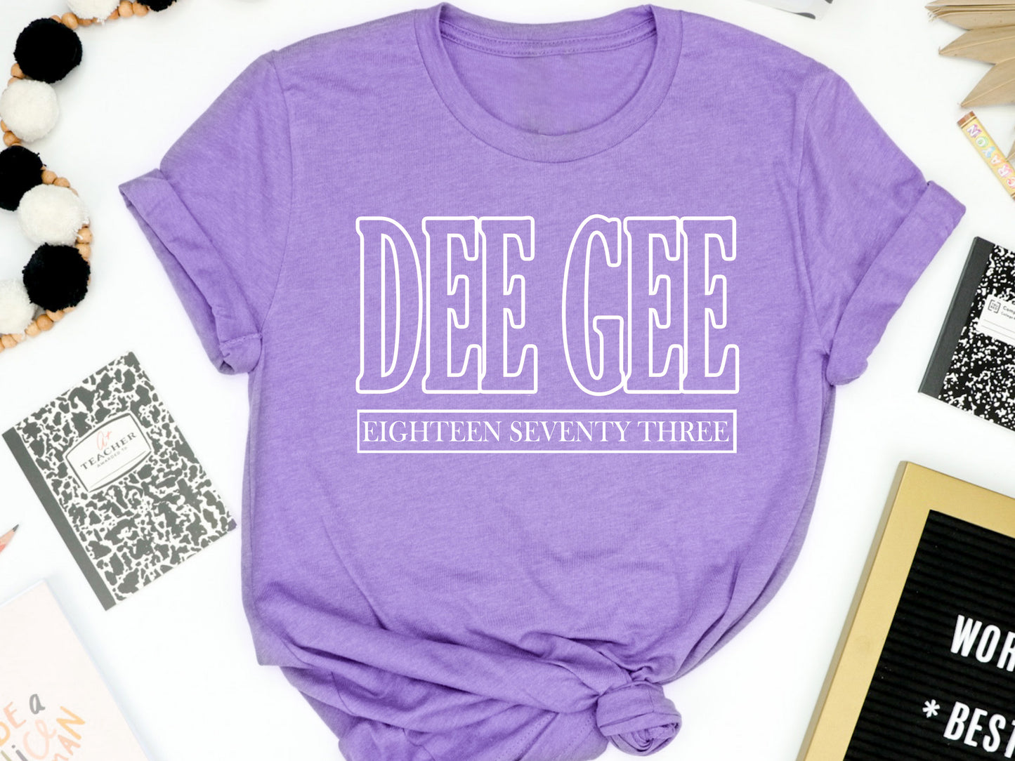 Delta Gamma Stencil Stacked Sorority T-shirt _ 2145g