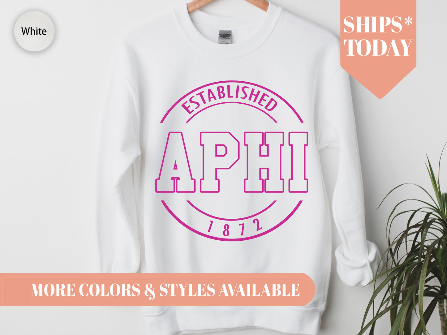 Alpha Phi Pink Stamp Sorority Sweatshirt _ 56g