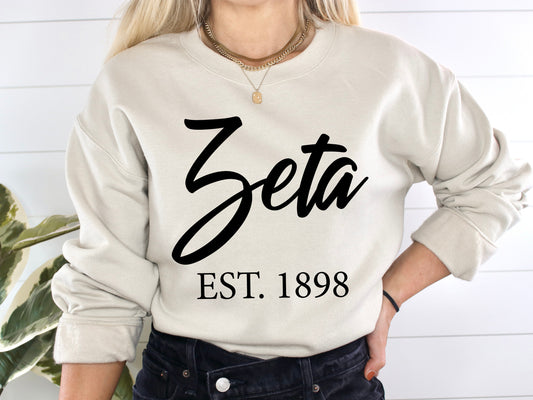 Zeta Tau Alpha Black Flowy Sorority Sweatshirt _ 102g