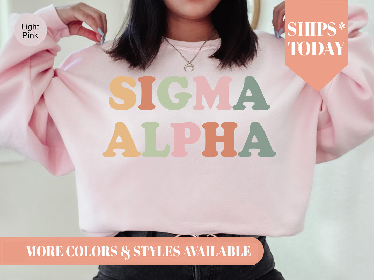 Sigma Alpha Bright and Colorful Sorority Sweatshirt _ 3478g