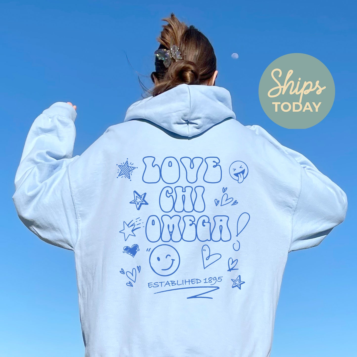 Chi Omega Scribble Sorority Hoodie _ 35498g