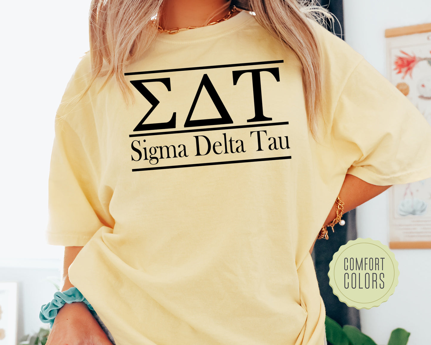 Sigma Delta Tau Bold Statement Comfort Colors Sorority T-shirt _ 305g