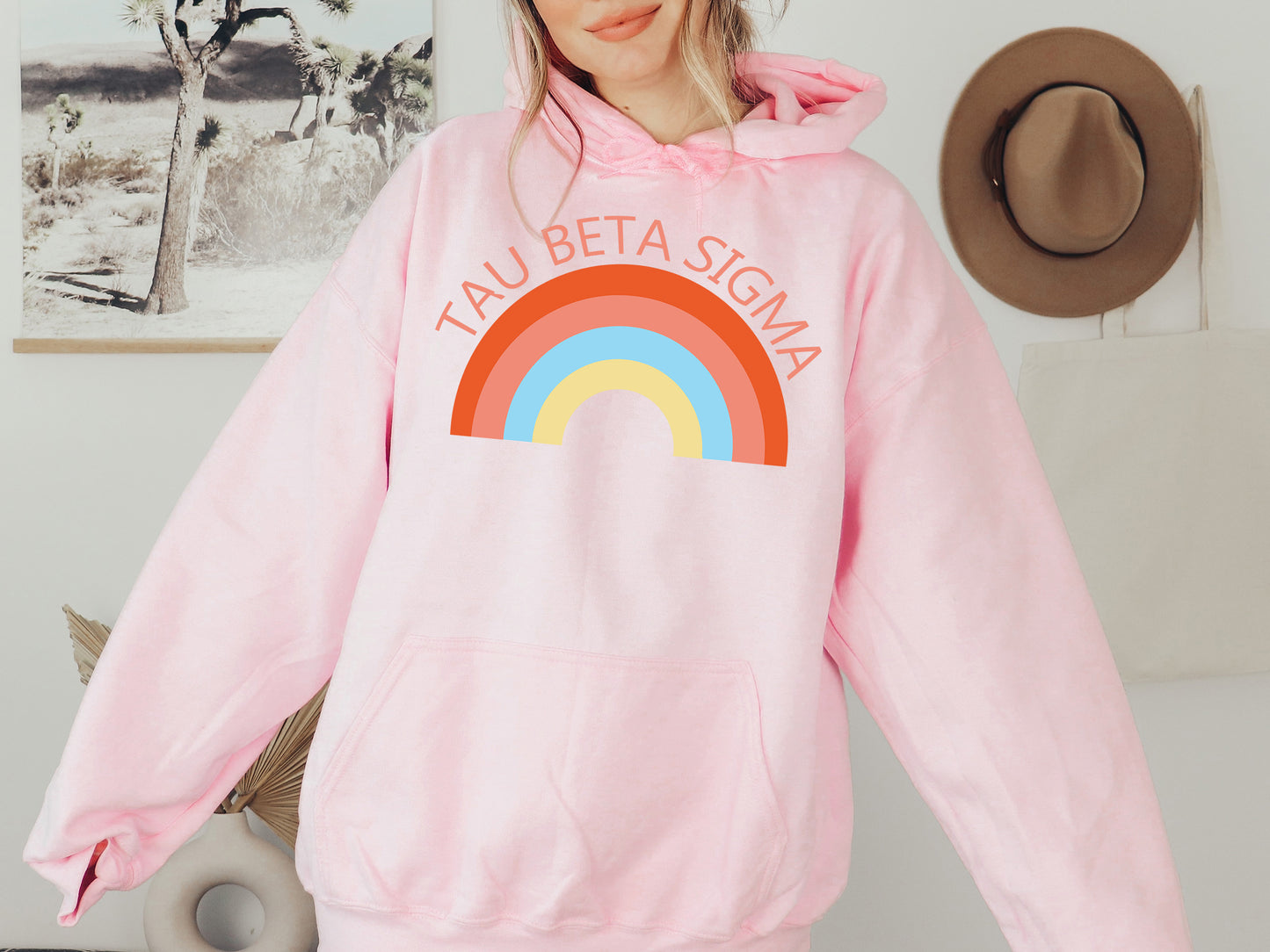 Tau Beta Sigma Colorful Rainbow Sorority Hoodie _ 3466g