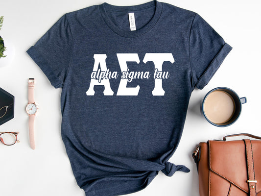 Alpha Sigma Tau Sliced White Letters Sorority T-shirt _ 2245g