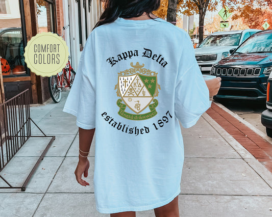 Kappa Delta Old English Crest Comfort Colors Sorority T-shirt _ 32936g