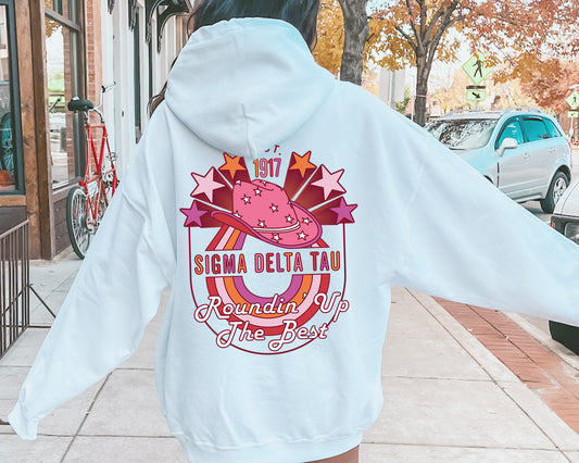Sigma Delta Tau Roundin' up the Best Sorority Hoodie _ 32915g