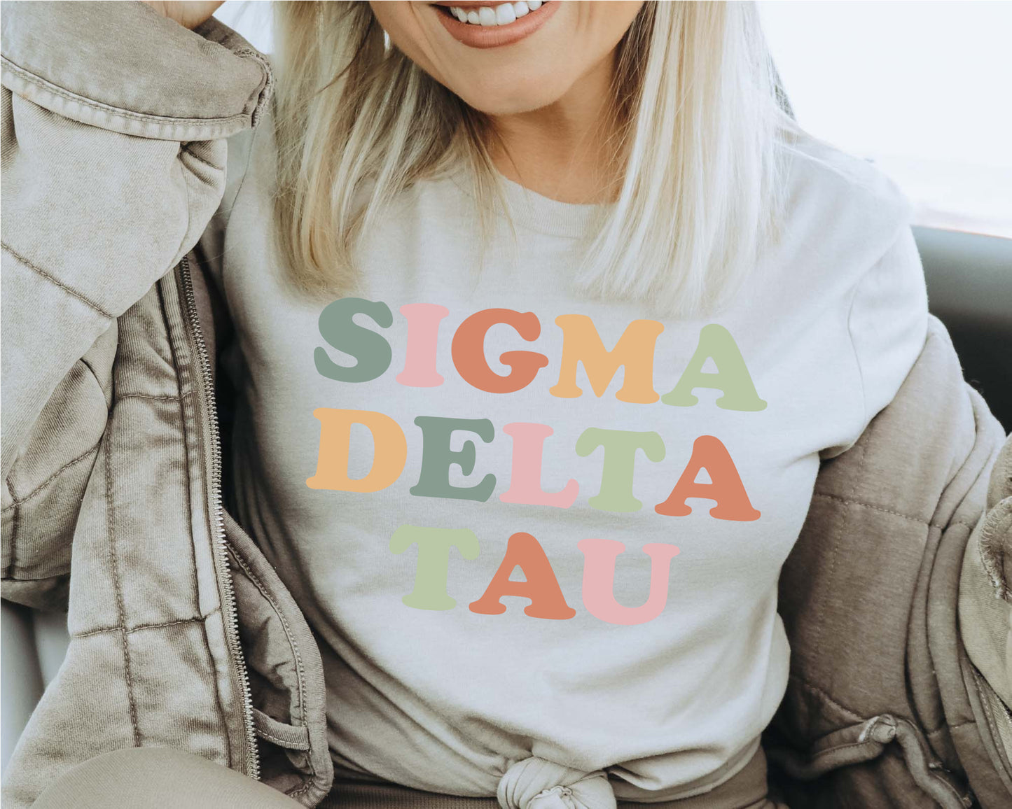 Sigma Delta Tau Bright and Proud Sorority T-shirt _ 435g