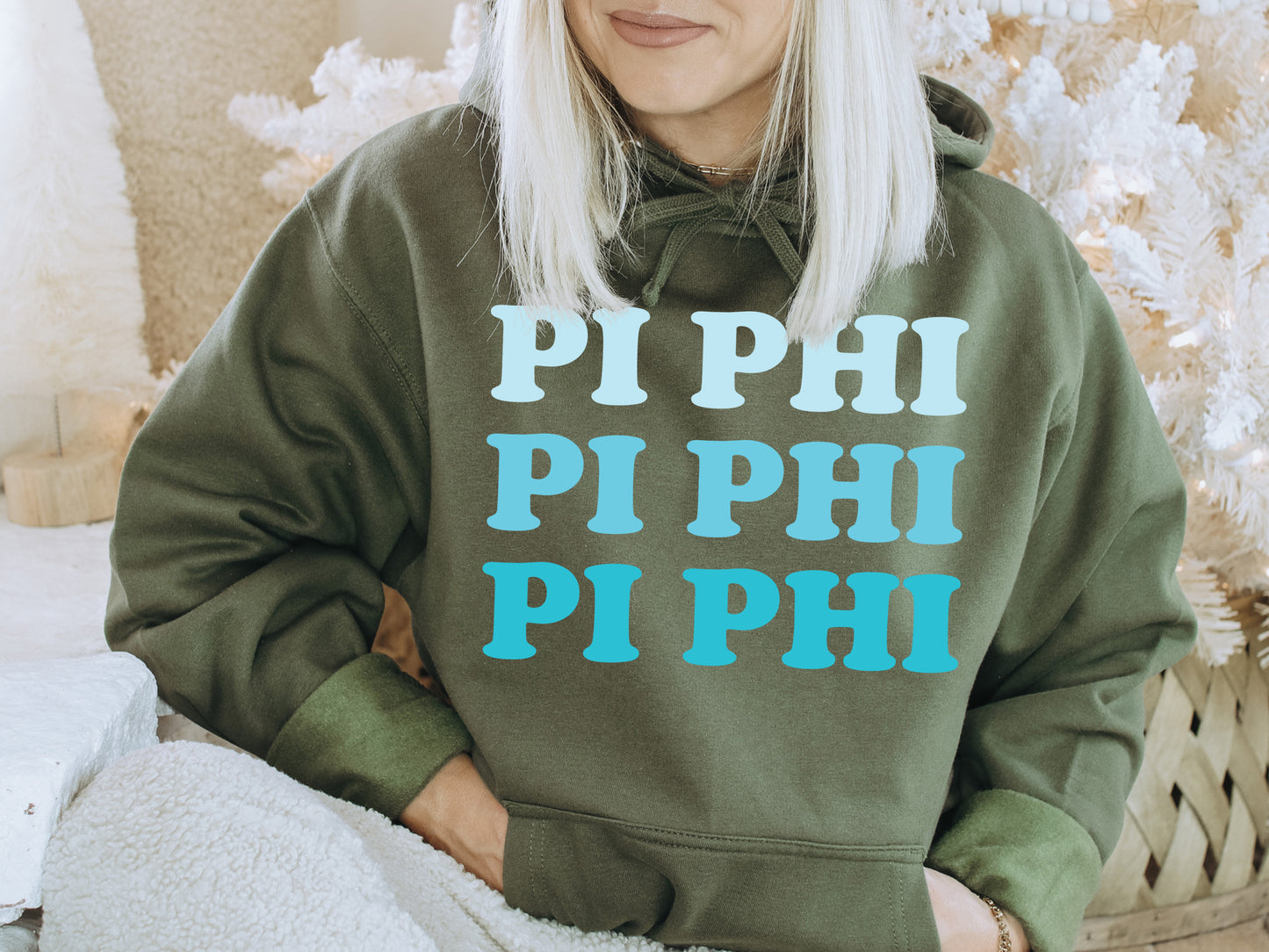 Pi Beta Phi Touch of Blue Sorority Hoodie _ 2597g