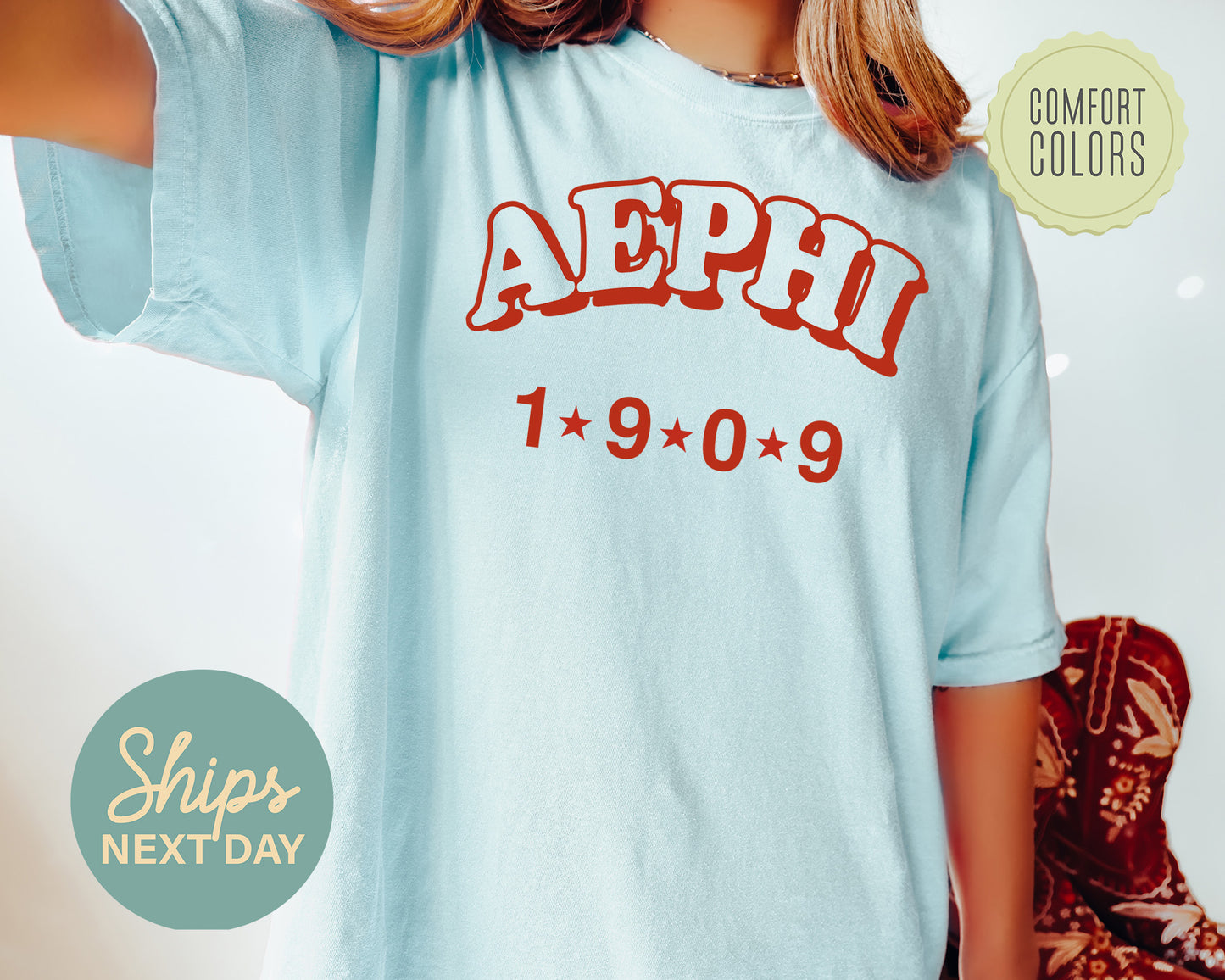 Alpha Epsilon Phi Red Arch Comfort Colors Sorority T-shirt _ 364g