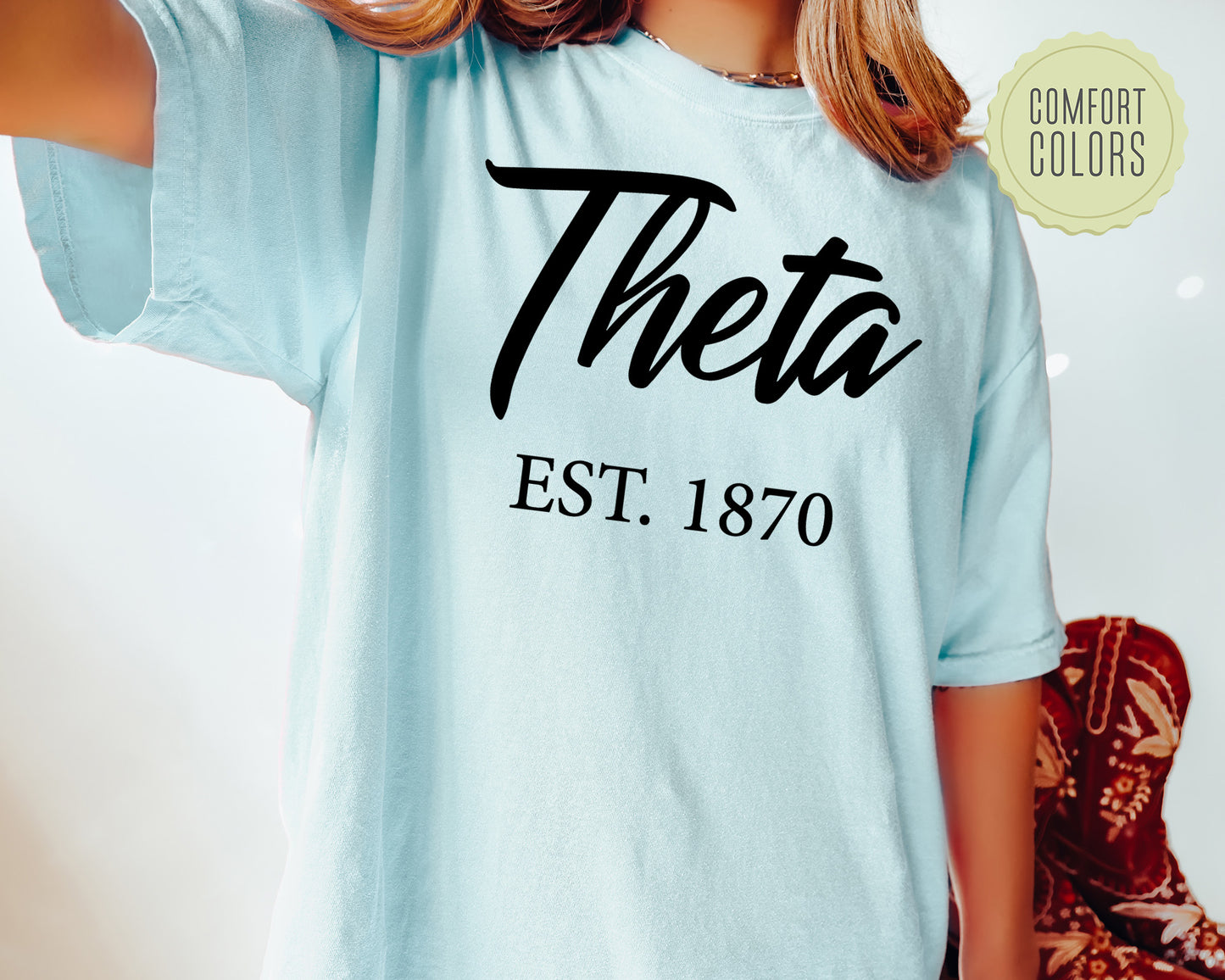 Kappa Alpha Theta Black Flowy Comfort Colors Sorority T-shirt _ 92g