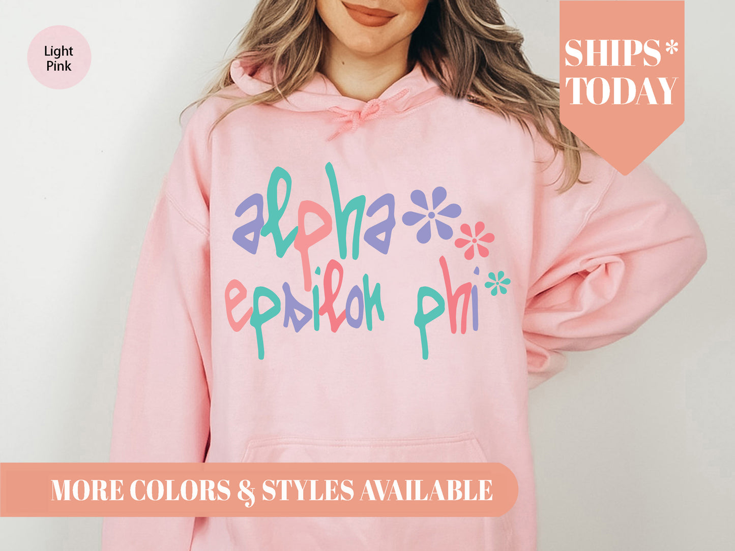Alpha Epsilon Phi Colorful Floral Sorority Hoodie _ 2605g