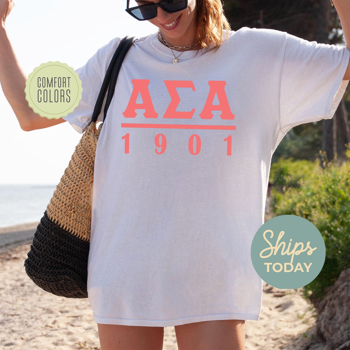 Alpha Sigma Alpha Monochromatic Comfort Colors Sorority T-shirt _ 30849g