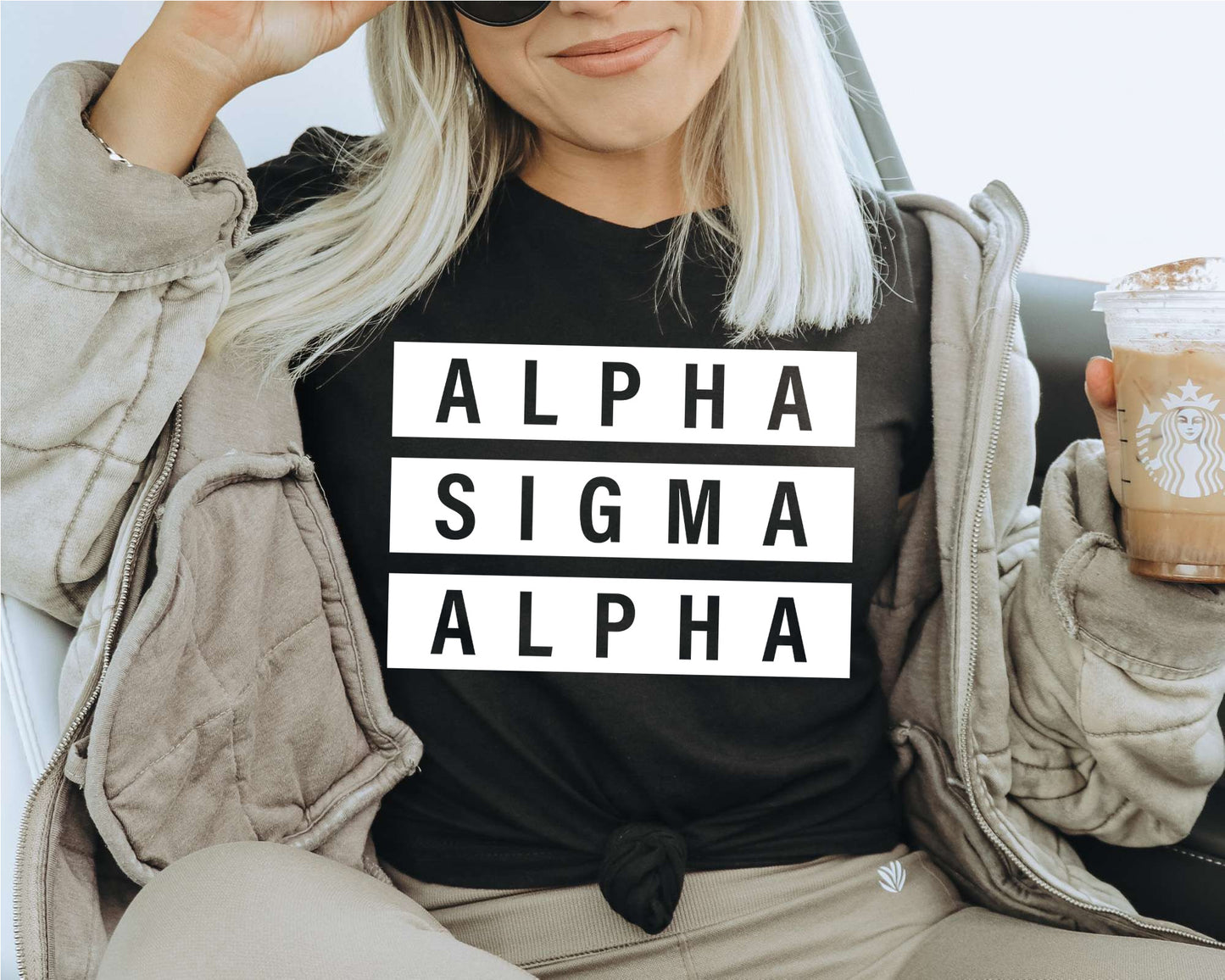 Alpha Sigma Alpha Faded White Box Sorority T-shirt _ 3339g