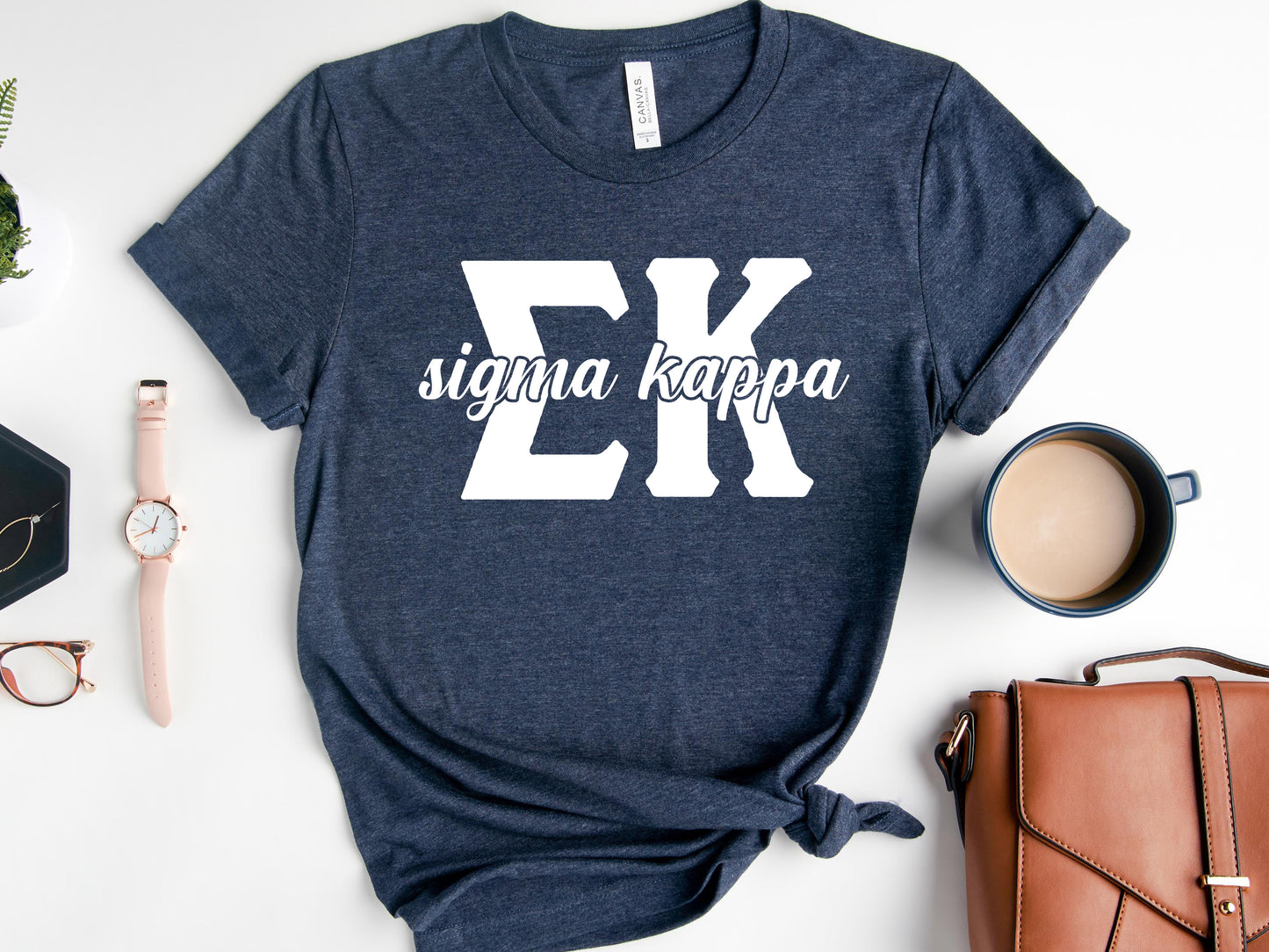 Sigma Kappa Sliced White Letters Sorority T-shirt _ 2260g
