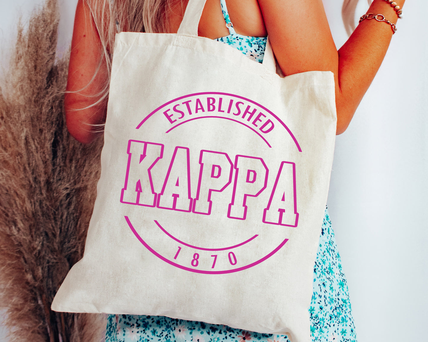 Kappa Kappa Gamma Pink Stamp Sorority Tote Bag _ 34454g
