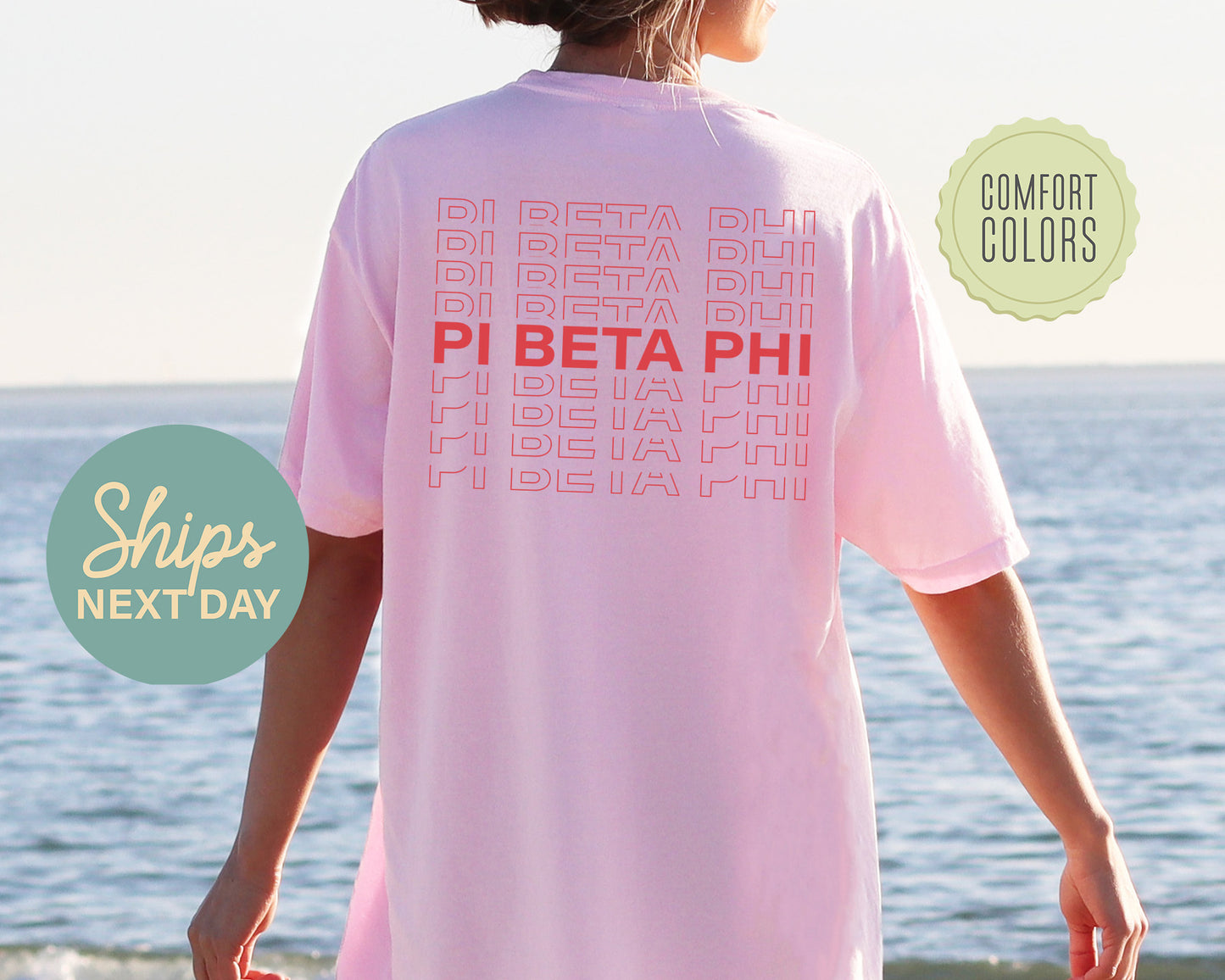 Pi Beta Phi Repeating Name Comfort Colors Sorority T-shirt _ 33018g
