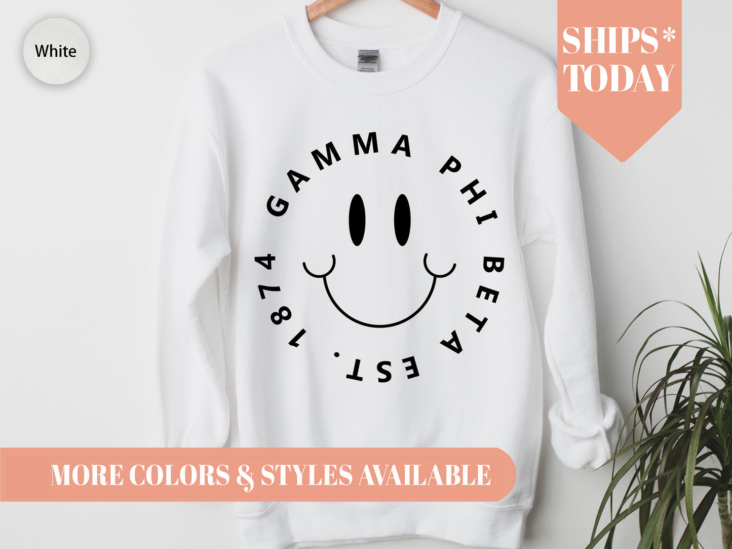 Gamma Phi Beta Smiley Face Halo Sorority Sweatshirt _ 2513g