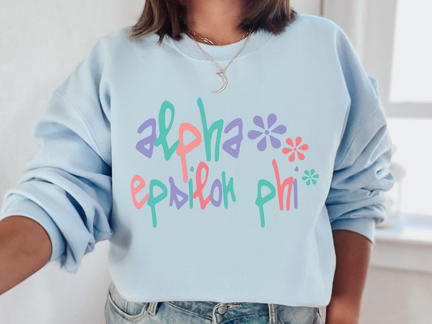 Alpha Epsilon Phi Colorful Floral Sorority Sweatshirt _ 2605g