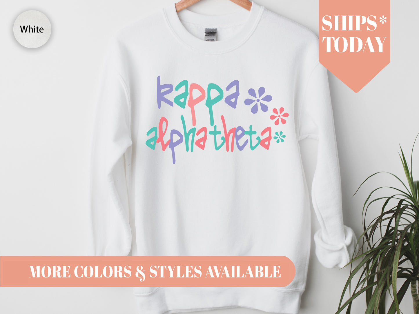 Kappa Alpha Theta Colorful Floral Sorority Sweatshirt _ 2618g