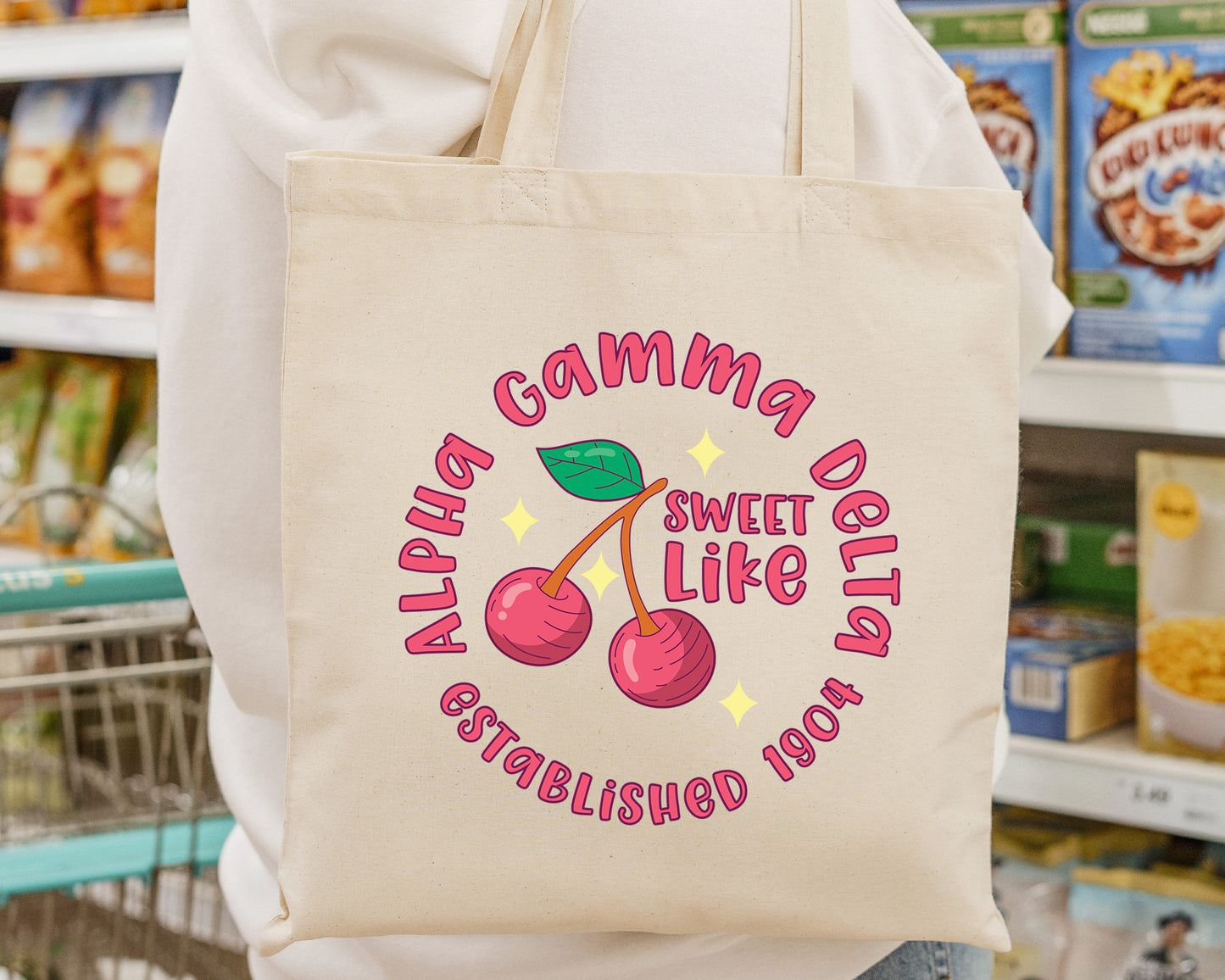 Alpha Gamma Delta Sweet Like Cherry Sorority Tote Bag _ 34311g