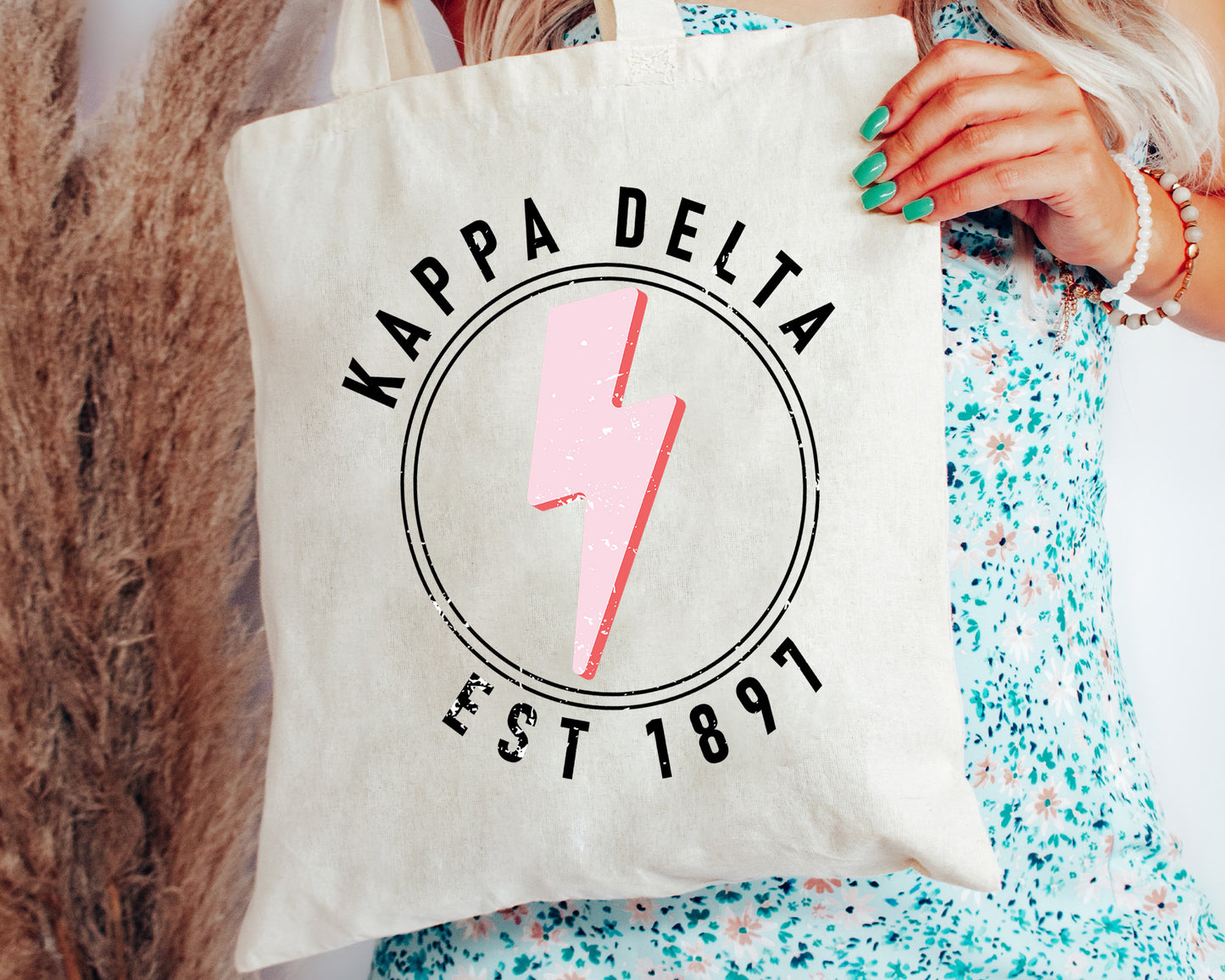 Kappa Delta Pinkish Strike Sorority Tote Bag _ 34376g