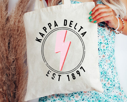 Kappa Delta Pinkish Strike Sorority Tote Bag _ 34376g