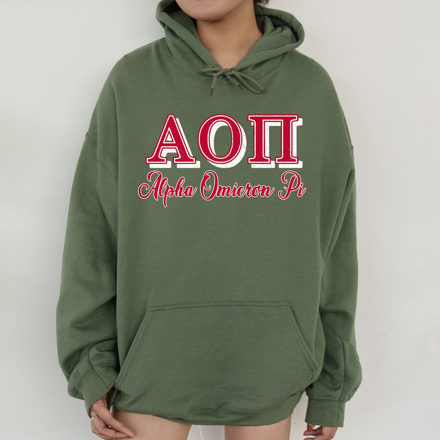 Alpha Omicron Pi Greek Colors Sorority Hoodie _ 36073g