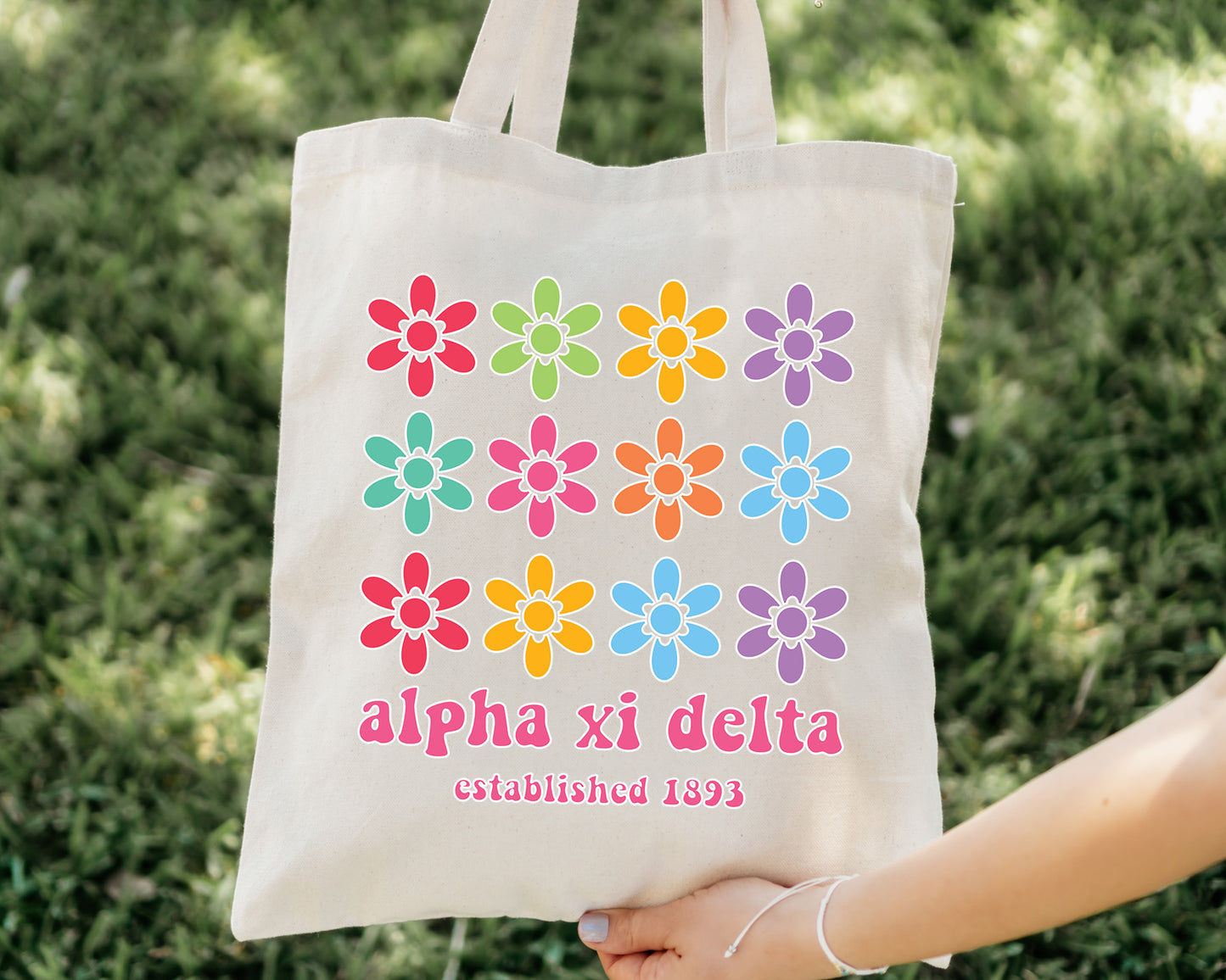 Alpha Xi Delta Floral Bloom Sorority Tote Bag _ 34523g