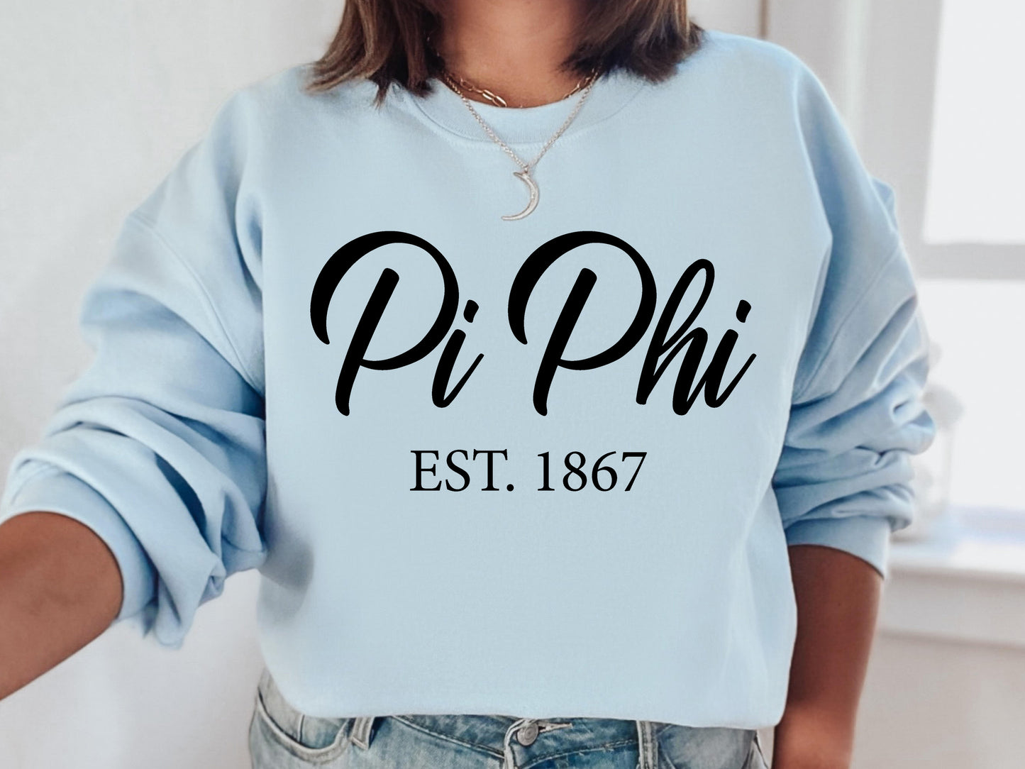 Pi Beta Phi Black Flowy Sorority Sweatshirt _ 97g