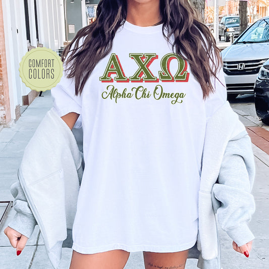 Alpha Chi Omega Greek Colors Comfort Colors Sorority T-shirt _ 36069g