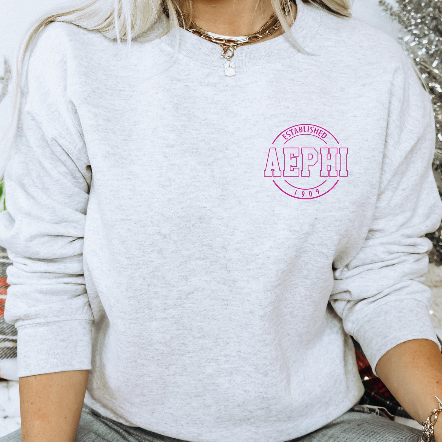 Alpha Epsilon Phi Stamped Sorority Sweatshirt _ 39113g