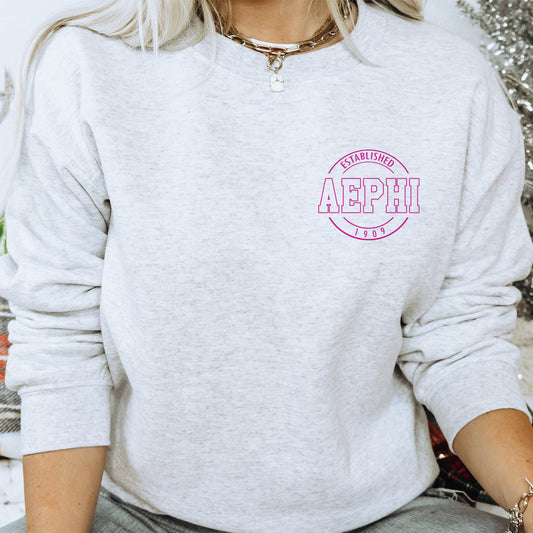 Alpha Epsilon Phi Stamped Sorority Sweatshirt _ 39113g