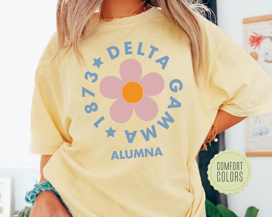 Delta Gamma Floral Alumna Comfort Colors Sorority T-shirt _ 2562g