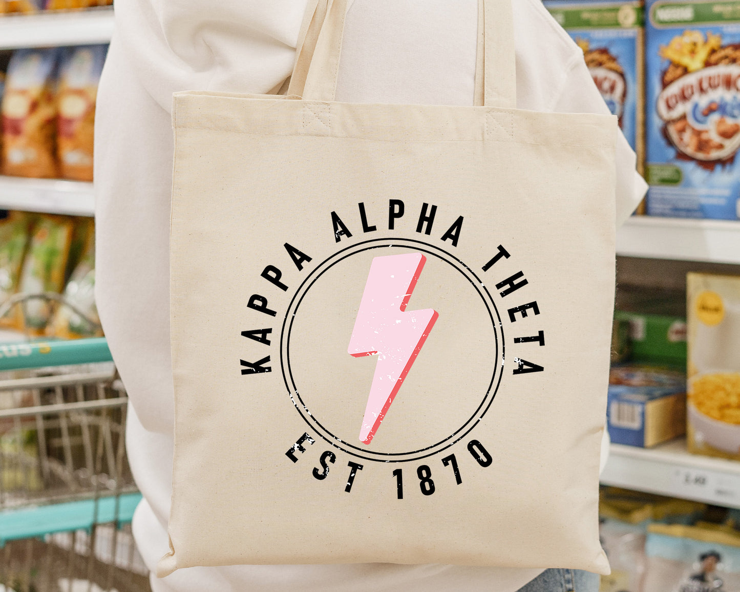 Kappa Alpha Theta Pinkish Strike Sorority Tote Bag _ 34375g