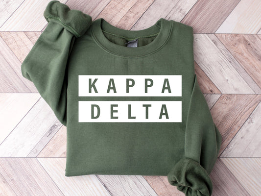 Kappa Delta Faded White Box Sorority Sweatshirt _ 3349g