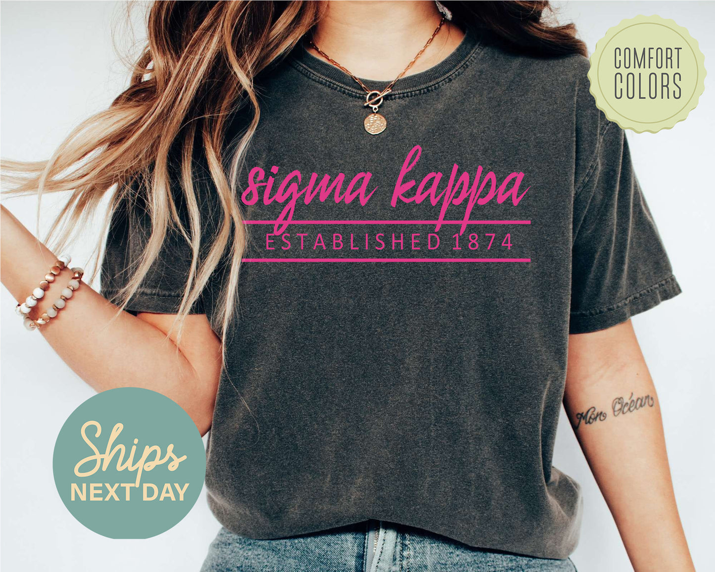 Sigma Kappa All Pink Comfort Colors Sorority T-shirt _ 774g