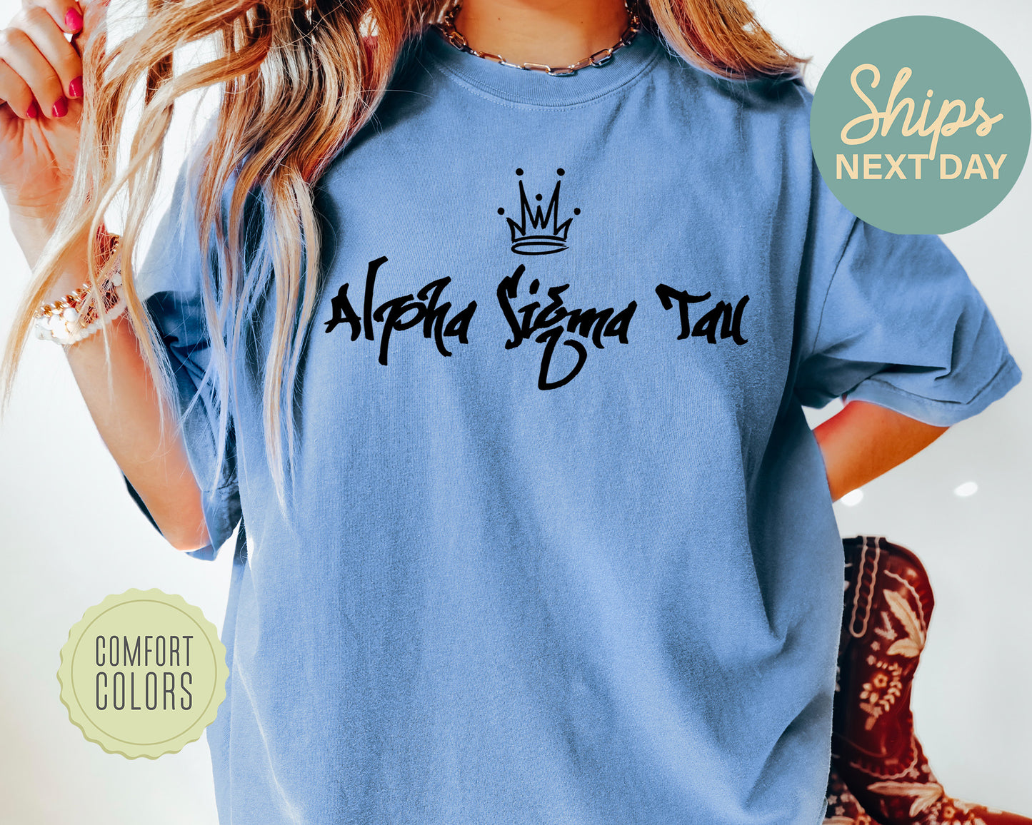 Alpha Sigma Tau Queen Comfort Colors Sorority T-shirt _ 2455g