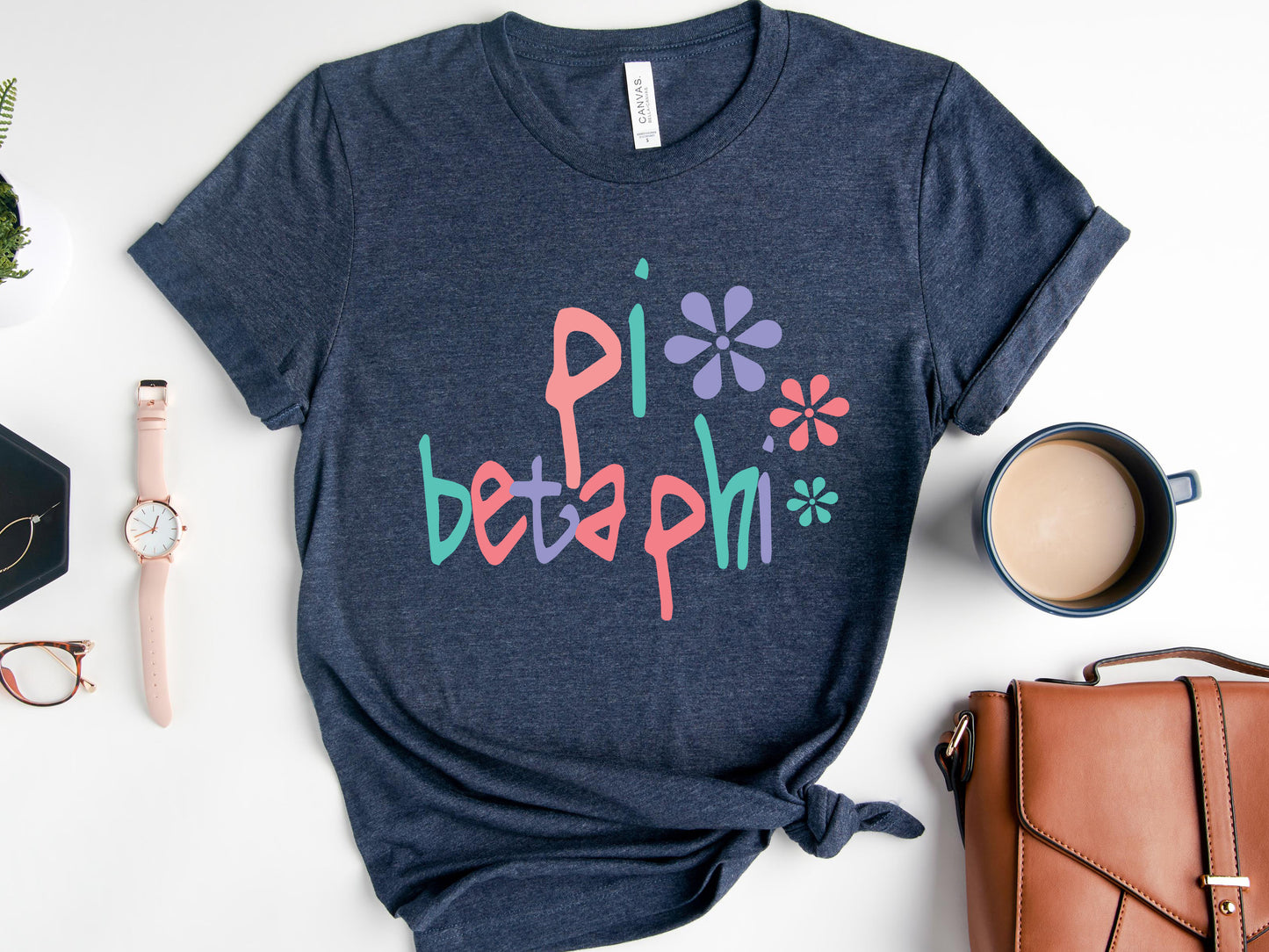 Pi Beta Phi Colorful Floral Sorority T-shirt _ 2623g