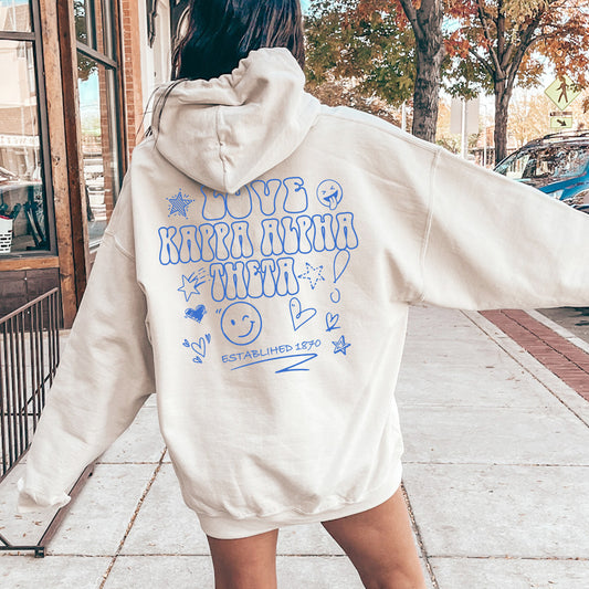 Kappa Alpha Theta Scribble Sorority Hoodie _ 35504g