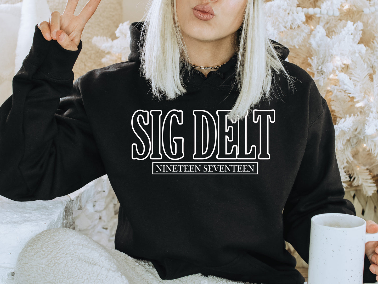 Sigma Delta Tau Stencil Stacked Sorority Hoodie _ 2155g