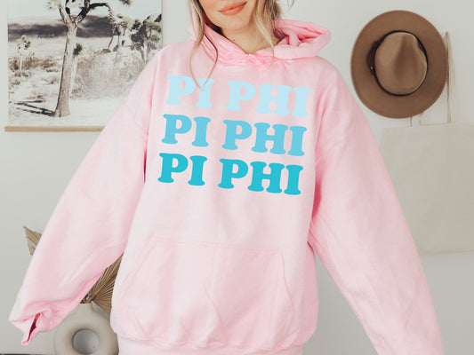 Pi Beta Phi Touch of Blue Sorority Hoodie _ 2597g