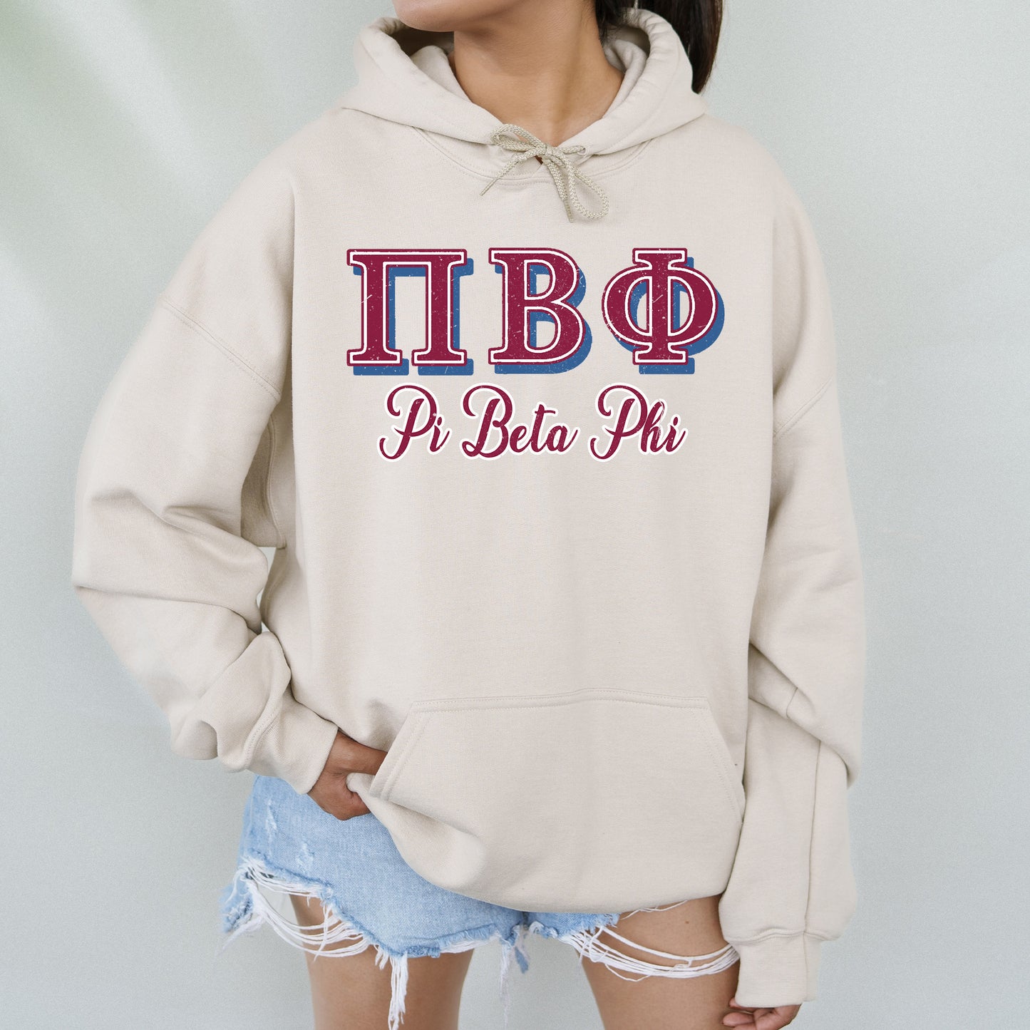 Pi Beta Phi Greek Colors Sorority Hoodie _ 36089g