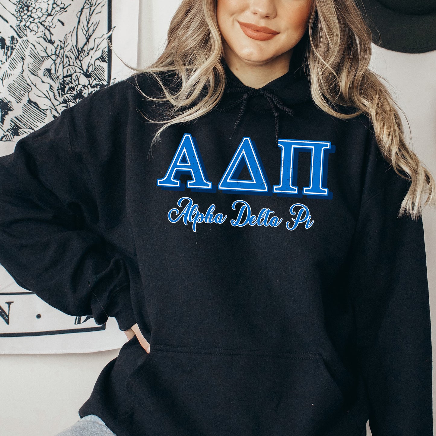 Alpha Delta Pi Greek Colors Sorority Hoodie _ 36070g